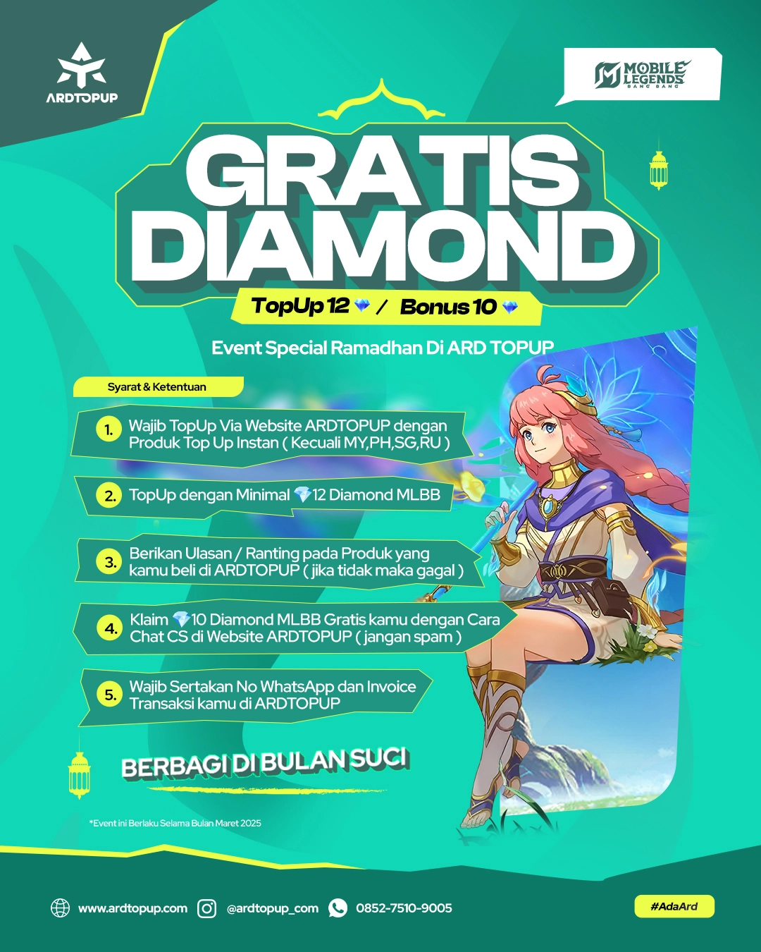 Diamond Gratis Special Ramadhan di ARDTOPUP