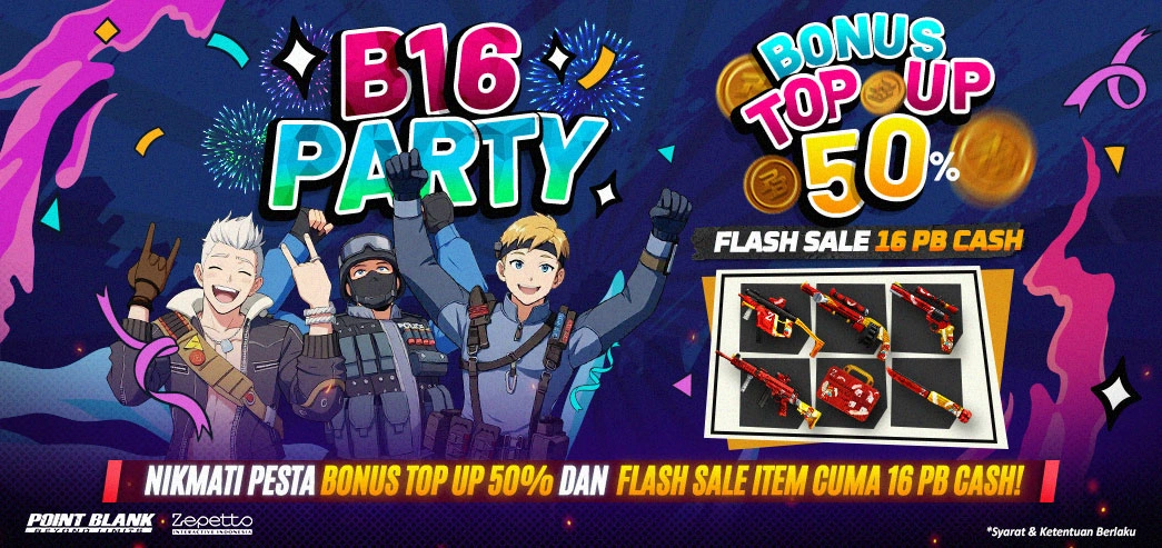 Anniversary Point Blank ke - 16 Hadiahkann Bonus Top Up Cash PB Sebesar 50% untuk semua Troopers!