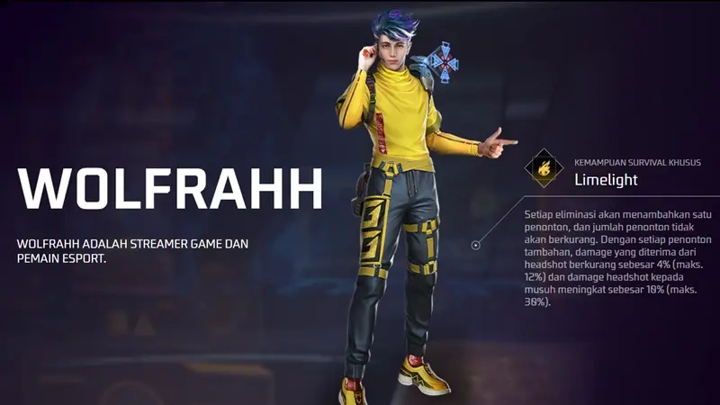 Guide Wolfrahh Free Fire (FF): Profil, Fakta, Combo Skill, dan Cara Menggunakannya